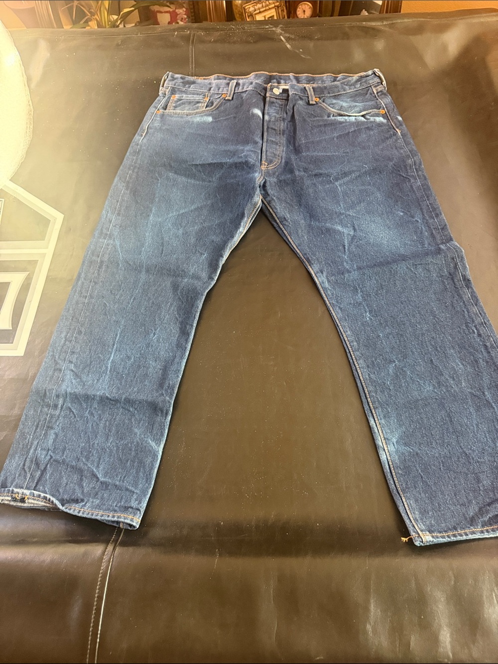 Levi's 501 original Men's Dark Blue Relaxed Fit Jeans 42/30